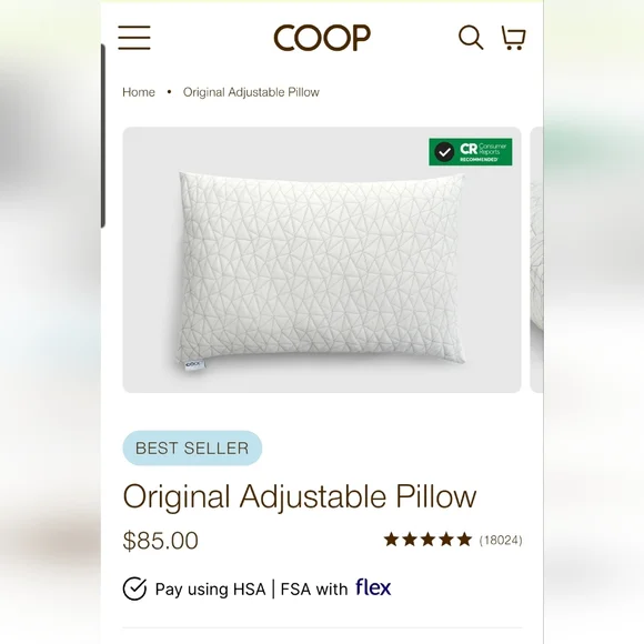 COOP Original Adjustable Pillow Queen Size - Picture 4 of 6